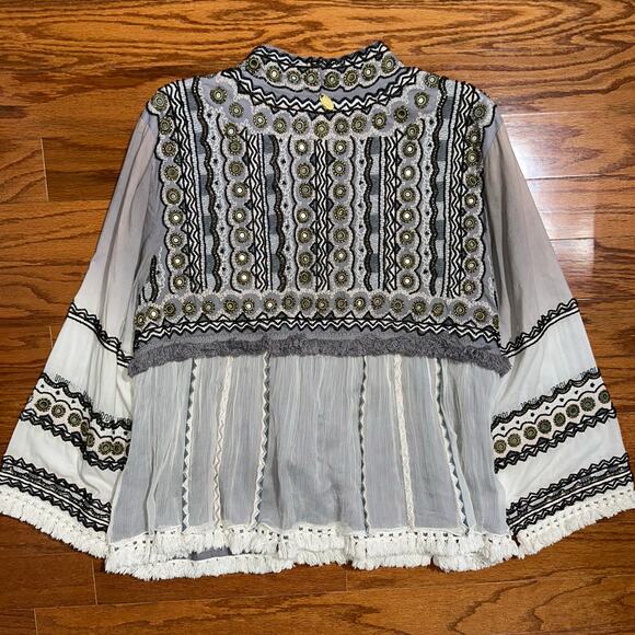 Ruby Yaya Gazania Grey Beaded Embellished Boho Jacket Size XL - Picture 14 of 16